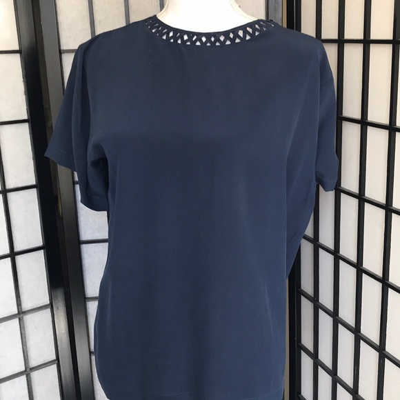 Navy Silk Blouse - Picture 2 of 5